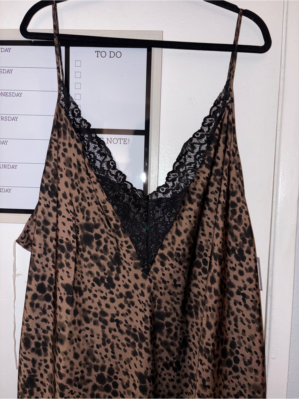 Target Brown Leopard Satin Chemise with Black Lace Trim